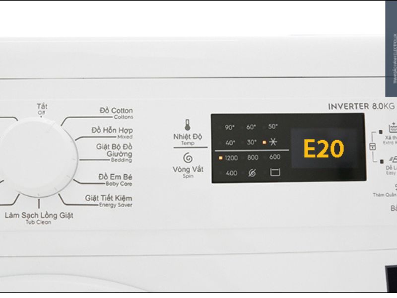 Dấu Hiệu Nhận Biết lỗi E20 Máy Giặt Electrolux 